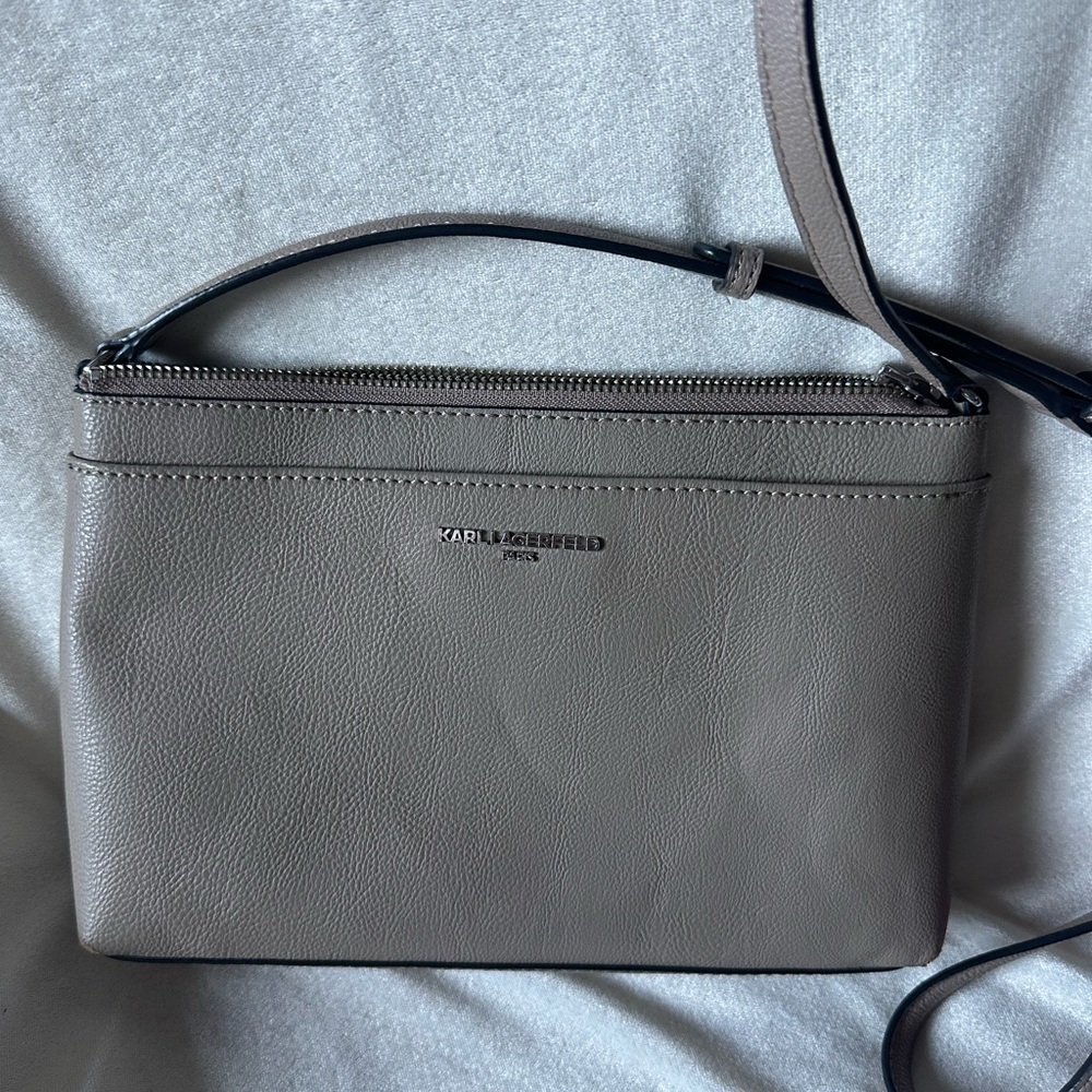 Karl Lagerfeld Light Gray Leather Bag